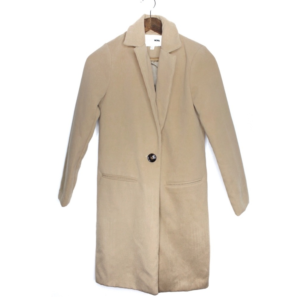 Fashion Nova Buttoned Full Lapel Camel Tan Peacoat XS Preowned